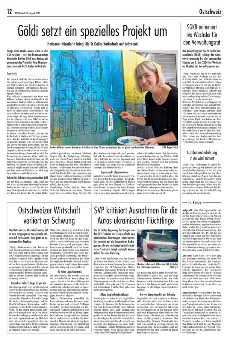 Medien & Presse – Bekannte Künstlerin bringt Kathedrale auf Leinwand