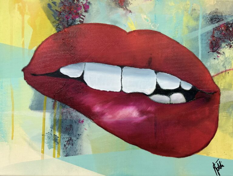 mund-ART, auf Lippe beissen